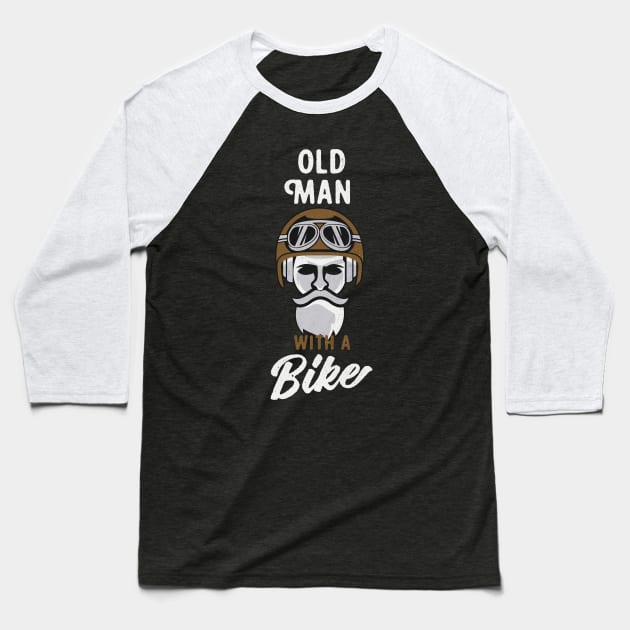 Old Man Motorcycle Club Vintage Grunge Biker Baseball T-Shirt by Foxxy Merch